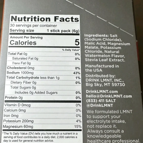 LMNT Electrolyte Drink Mix Packets, Watermelon Salt, 116 EA - Picture 5 of 9